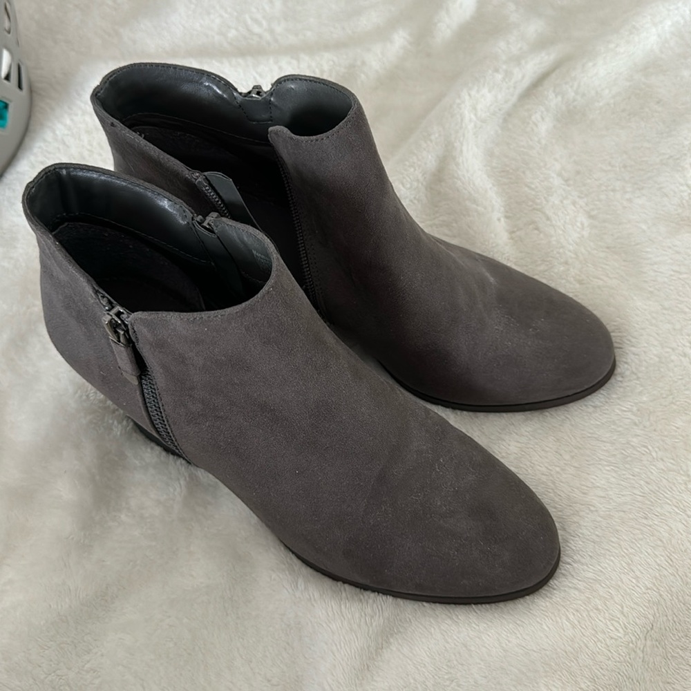 Grey heeled booties size 8.5